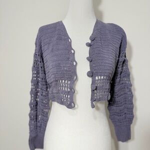 Elegant Vintage Lavender Knit Cardigan